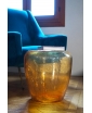 ISOLA GLASS SIDE TABLE IN GOLDEN TOPAZ. Staged image.