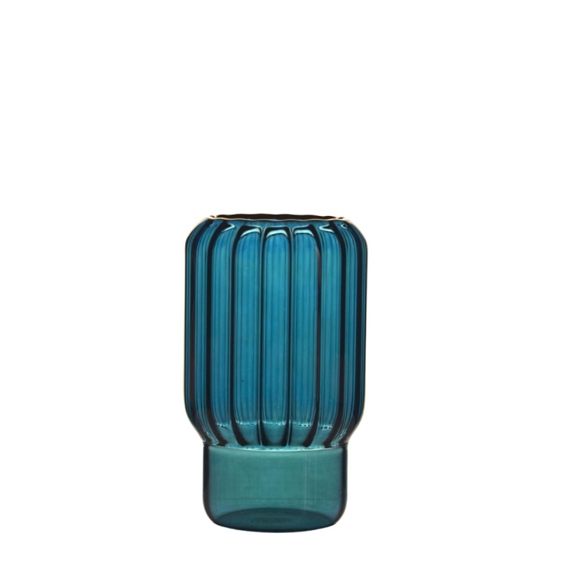 IRIDESCENT BLUE BRUMMA SMALL GLASS VASE