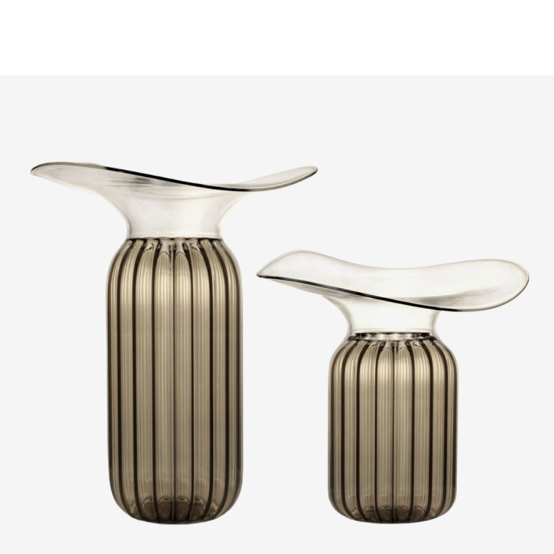 TOSCA HANDBLOWN VENETIAN GLASS VASES IN SMOKY BRONZE