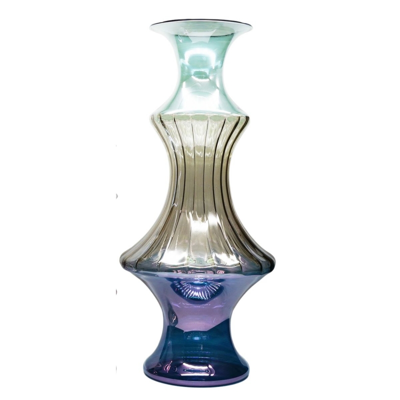 MADAME Handblown Venetian Glass Vase in Bronze, Ocean Blue & Sage Green (L)