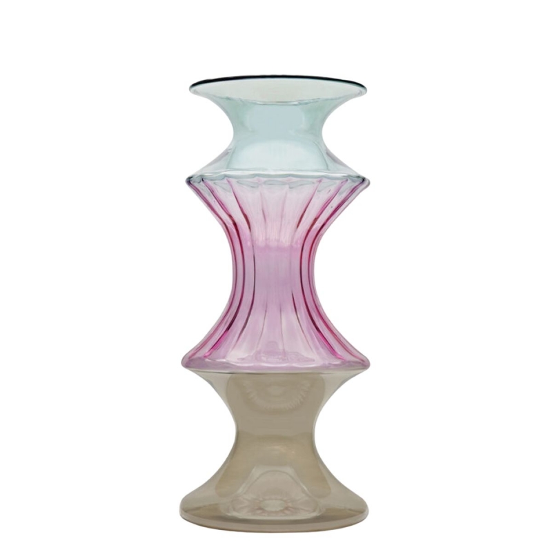 MADAME Handblown Venetian Glass Vase in Bronze, Blush Pink & Sage Green (M)