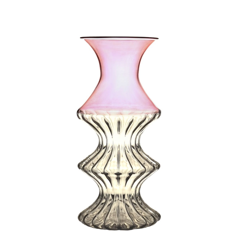 MADAME Handblown Venetian Glass Vase in Bronze & Blush Pink (M)