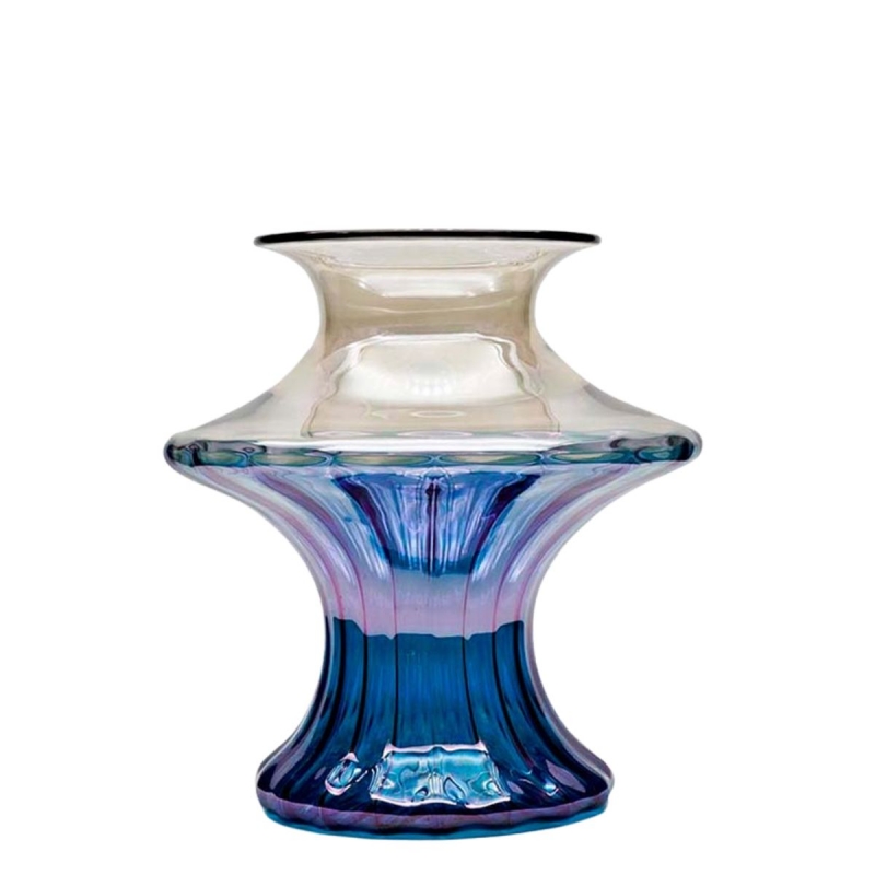 MADAME Handblown Venetian Glass Vase in Bronze & Ocean Blue (S)